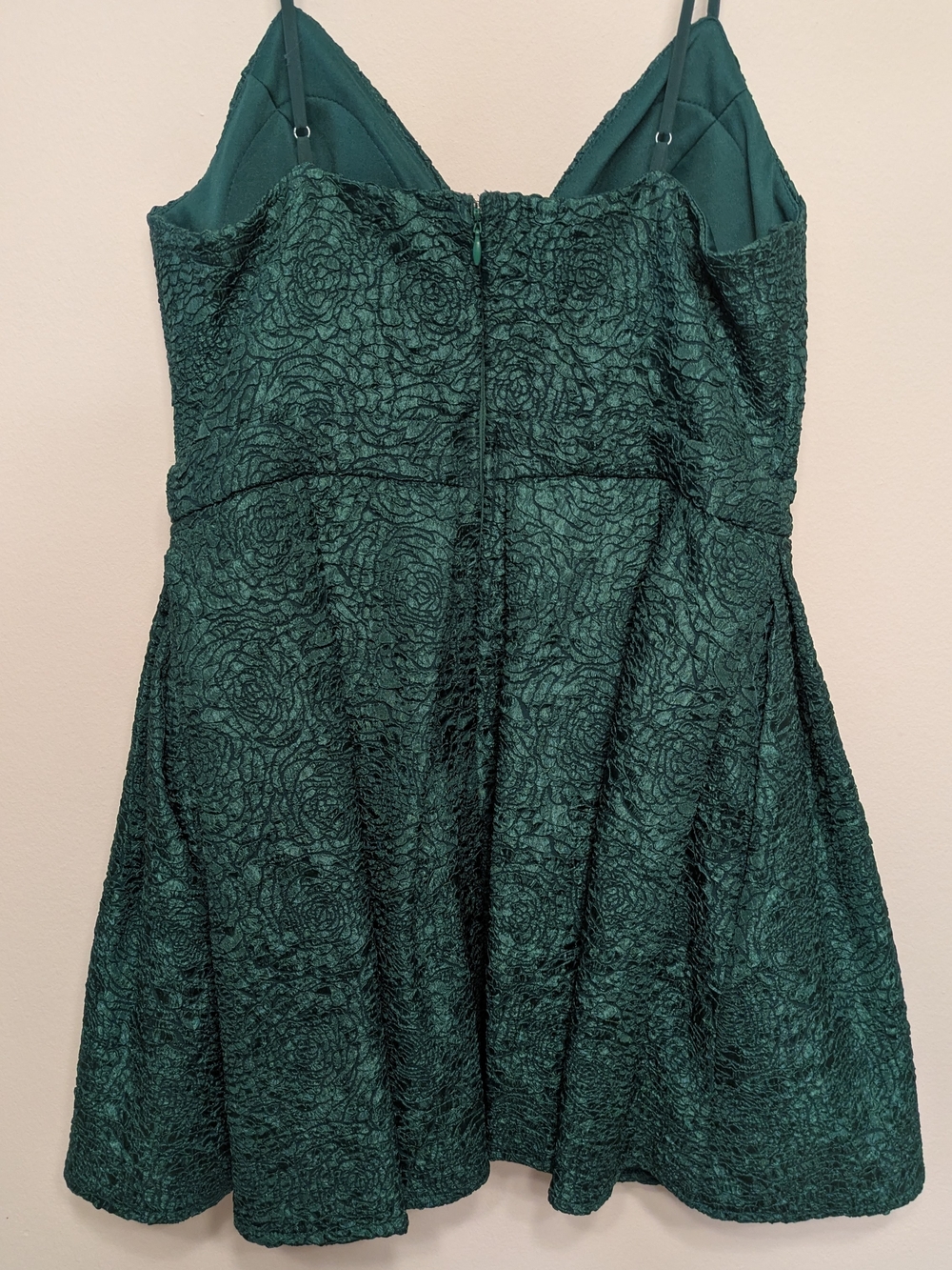 Lulu's Emerald Green Textured Mini Dress - Picture 2 of 3